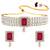 white & magenta gold-plated crystal handcrafted beaded jewellery set