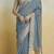 blue woven design zari khadi saree