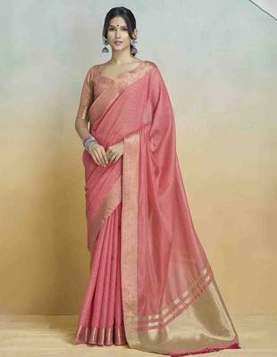 pink woven design zari saree 1