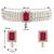 white & magenta gold-plated crystal handcrafted beaded jewellery set