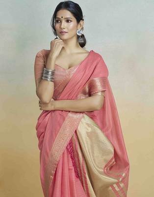 pink woven design zari saree 3