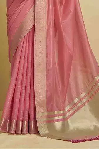 pink woven design zari saree