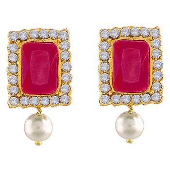white & magenta gold-plated crystal handcrafted beaded jewellery set 4