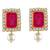 white & magenta gold-plated crystal handcrafted beaded jewellery set