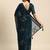 teal teal floral sequinned silk chiffon saree