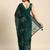 teal floral zari sequinned silk chiffon saree