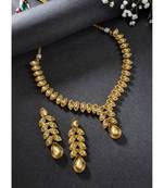 gold plated champagne crystal studded handcrafted jewellery set