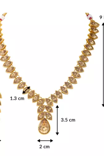 gold plated champagne crystal studded handcrafted jewellery set