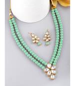gold plated & mint green crystal jewellery set