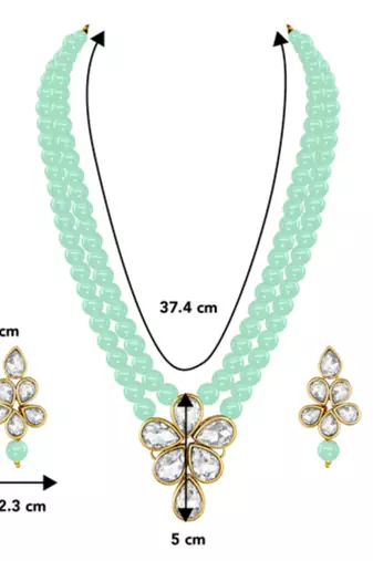 gold plated & mint green crystal jewellery set