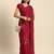red floral sequinned silk chiffon saree