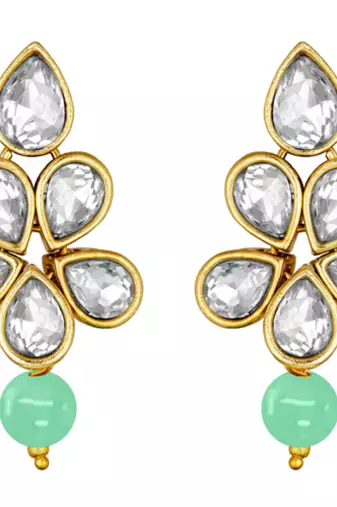gold plated & mint green crystal jewellery set