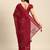 red floral sequinned silk chiffon saree