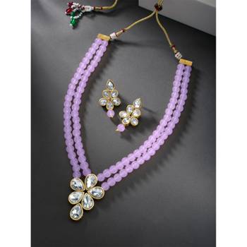 gold-plated crystal-studded & beaded jewellery set 1