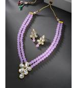 gold-plated crystal-studded & beaded jewellery set
