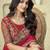 pink embellished pink & gold-toned poly georgette saree with jacket with heavy work blouse