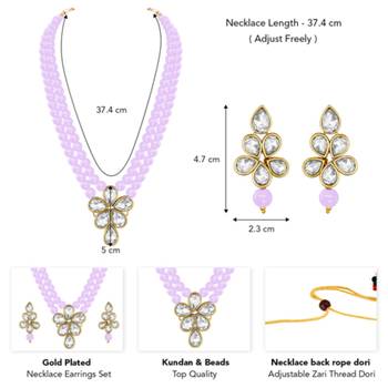 gold-plated crystal-studded & beaded jewellery set 4