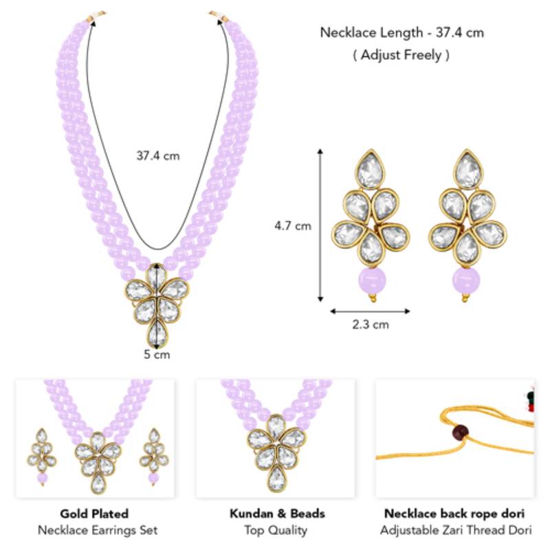 gold-plated crystal-studded & beaded jewellery set