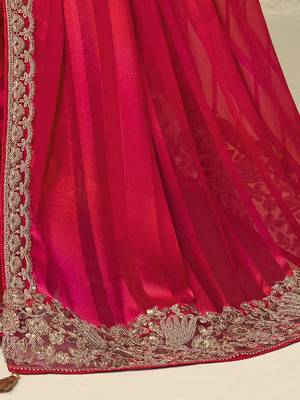 pink embellished pink & gold-toned poly georgette saree with jacket with heavy work blouse 5