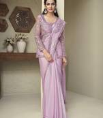 pink pink embroidered georgette saree