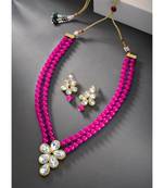gold-plated kundan-studded & beaded layered jewellery set