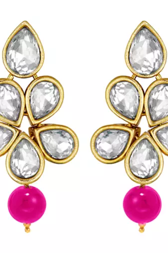 gold-plated kundan-studded & beaded layered jewellery set