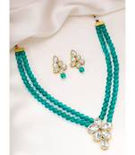 gold-plated stones & beads-studded jewellery set