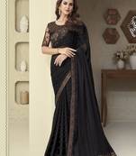 black embellished black embroidered poly georgette heavy work saree
