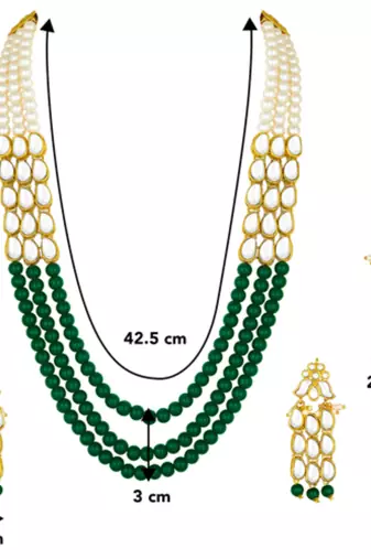 gold plated kundan pearl stone studded jewellery set