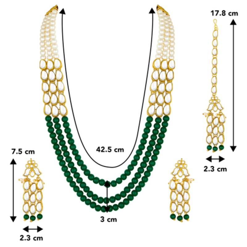 gold plated kundan pearl stone studded jewellery set