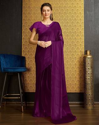 purple organza ready to wear saree 1