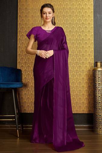 purple organza ready to wear saree