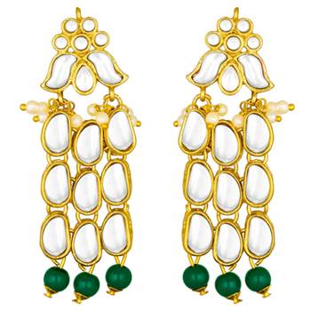 gold plated kundan pearl stone studded jewellery set 4