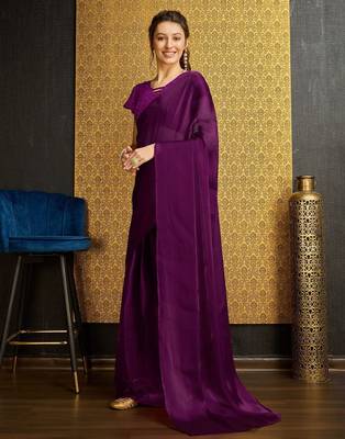 purple organza ready to wear saree 2
