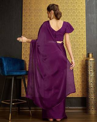 purple organza ready to wear saree 3