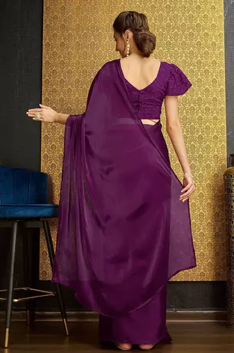 purple organza ready to wear saree