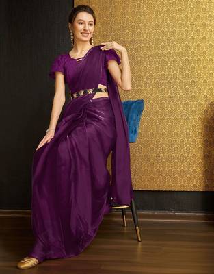 purple organza ready to wear saree 4