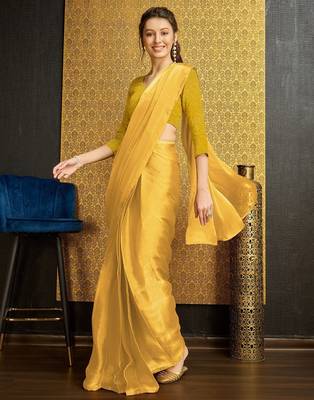 yellow organza ready to wear saree 2