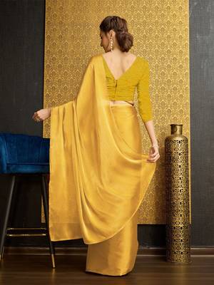 yellow organza ready to wear saree 3