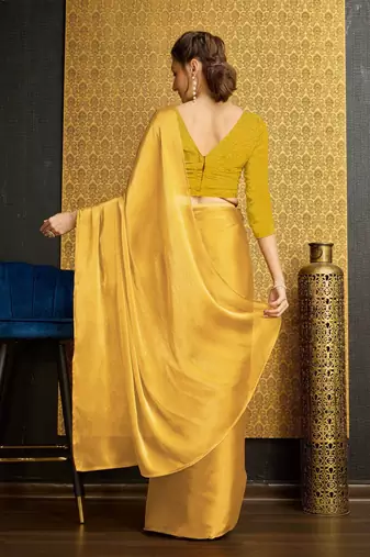 yellow organza ready to wear saree