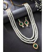 women white & gold-plated traditional pearl jewellery set