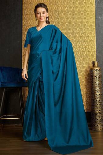 teal organza ready to wear saree