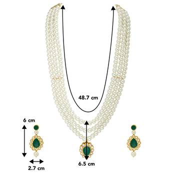 women white & gold-plated traditional pearl jewellery set 3