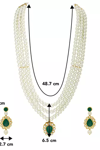 women white & gold-plated traditional pearl jewellery set