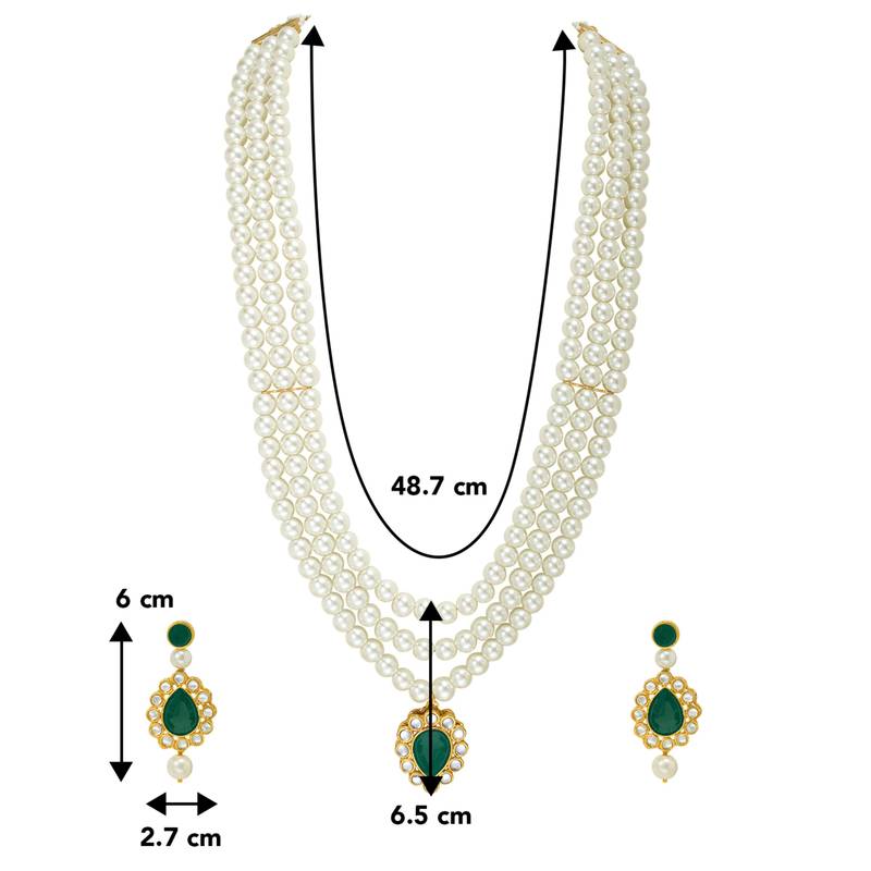 women white & gold-plated traditional pearl jewellery set
