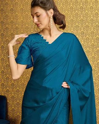 teal organza ready to wear saree 5