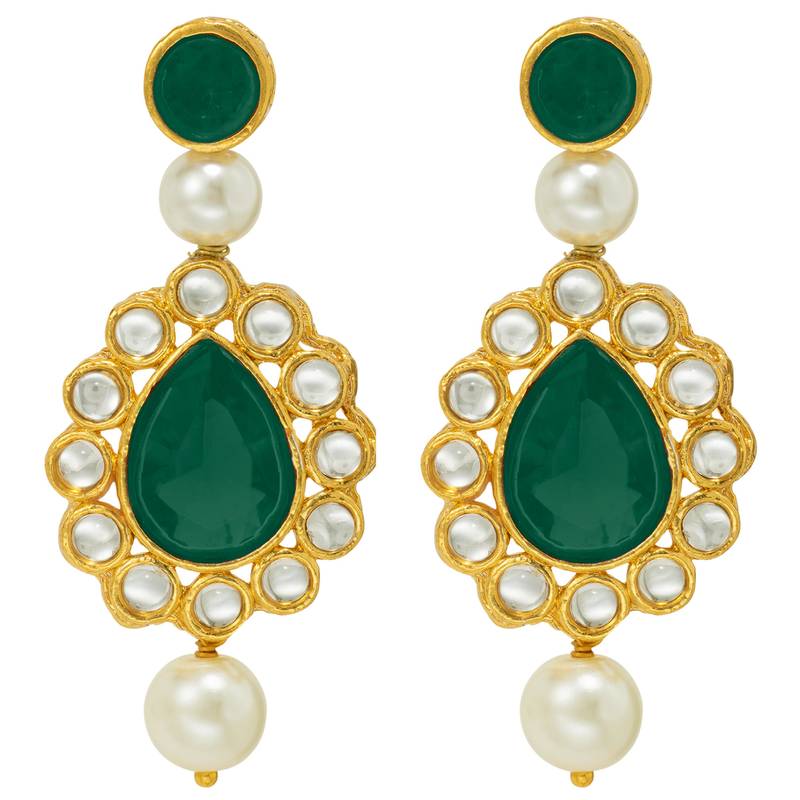 women white & gold-plated traditional pearl jewellery set