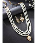 women white & gold-plated traditional pearl jewellery set