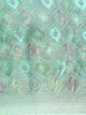 blue woven design zari organza handloom kanjeevaram saree 4