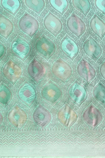 blue woven design zari organza handloom kanjeevaram saree